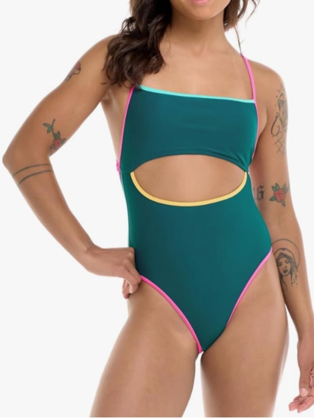 Body Glove Women Devon One Piece Swimsuit with Cutout Front, Green, Size XS, NWT